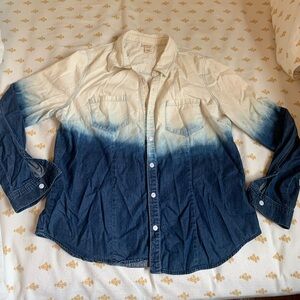 Tailored Cotton Button down - dip dye design / airy & breezy Perfect for summer!